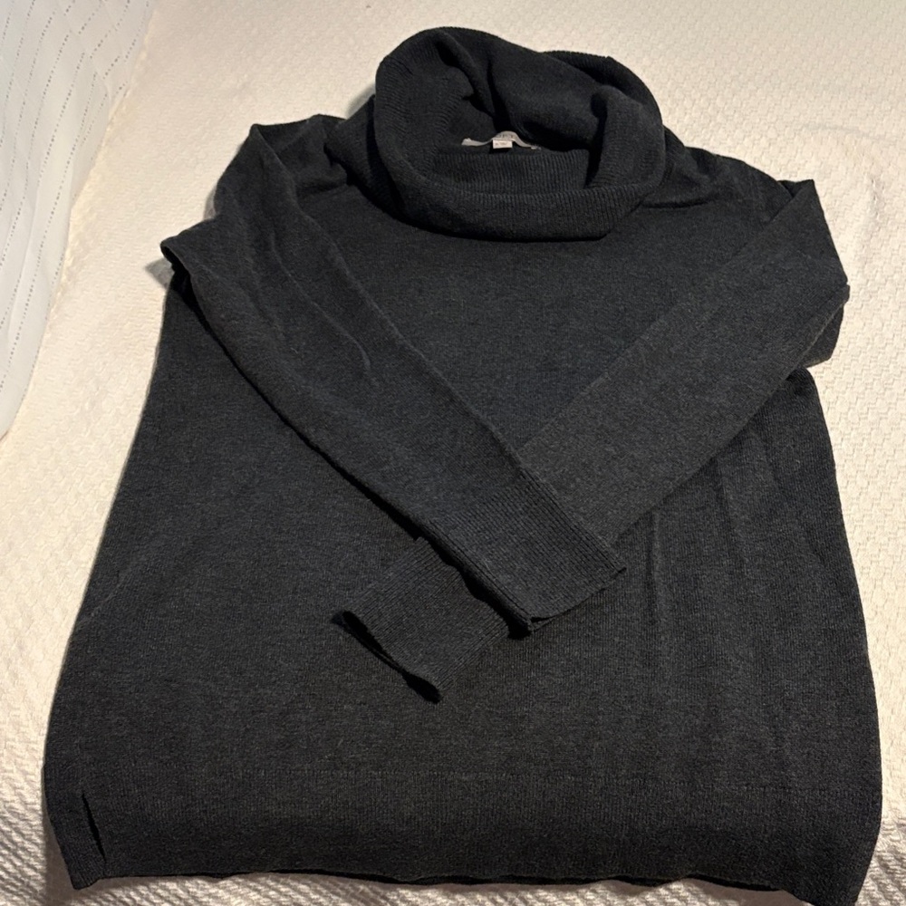 LOFT Women's Charcoal Cowl Neck Sweater